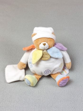 Doudou et Compagnie ours blanc beige mon doudou à moi pétale multicolore spirale