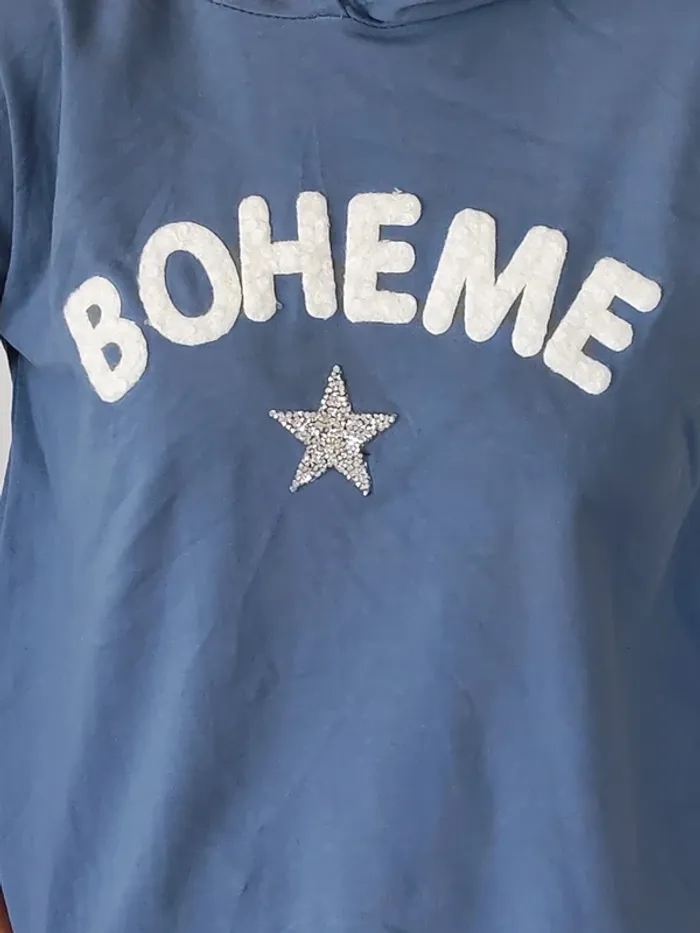 Sweat à capuche Camillia bleu Boheme – Made in Italy – Taille unique - photo numéro 2