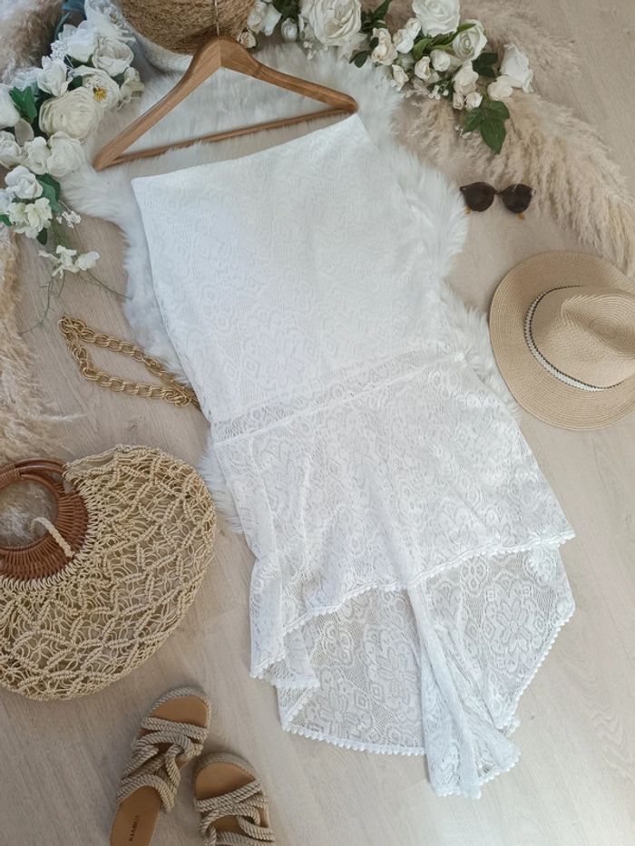 Jolie jupe longue bohème blanche taille L