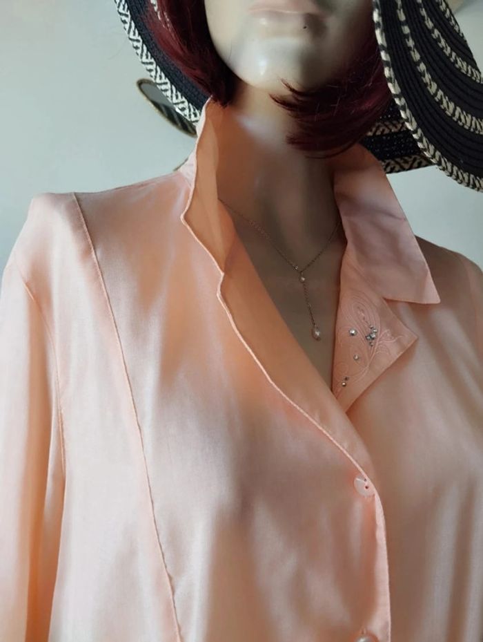 🌿 Chemisier Léger 100% Laine Broderies & Strass Peter Hahn T44/46🌿 - photo numéro 4