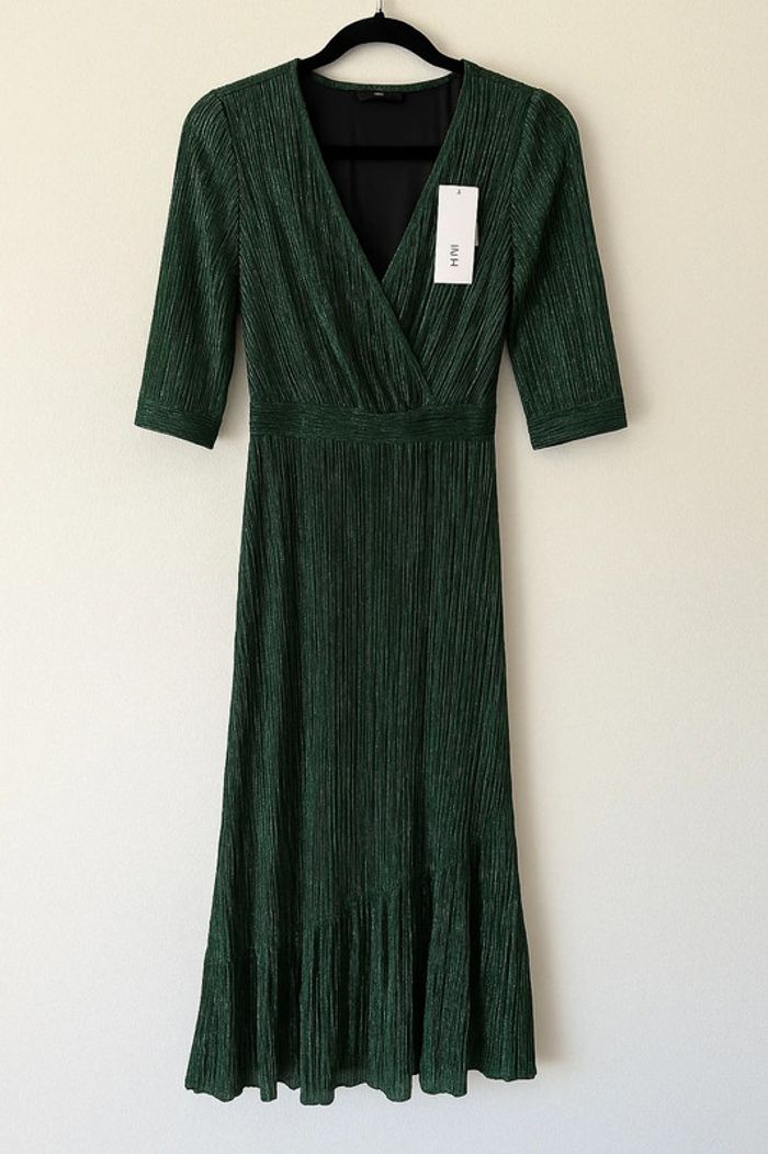 Robe longue IKKS vert métallisé – T.36 Neuve étiquette