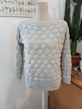 Pull court jolie maille gris perle taille M