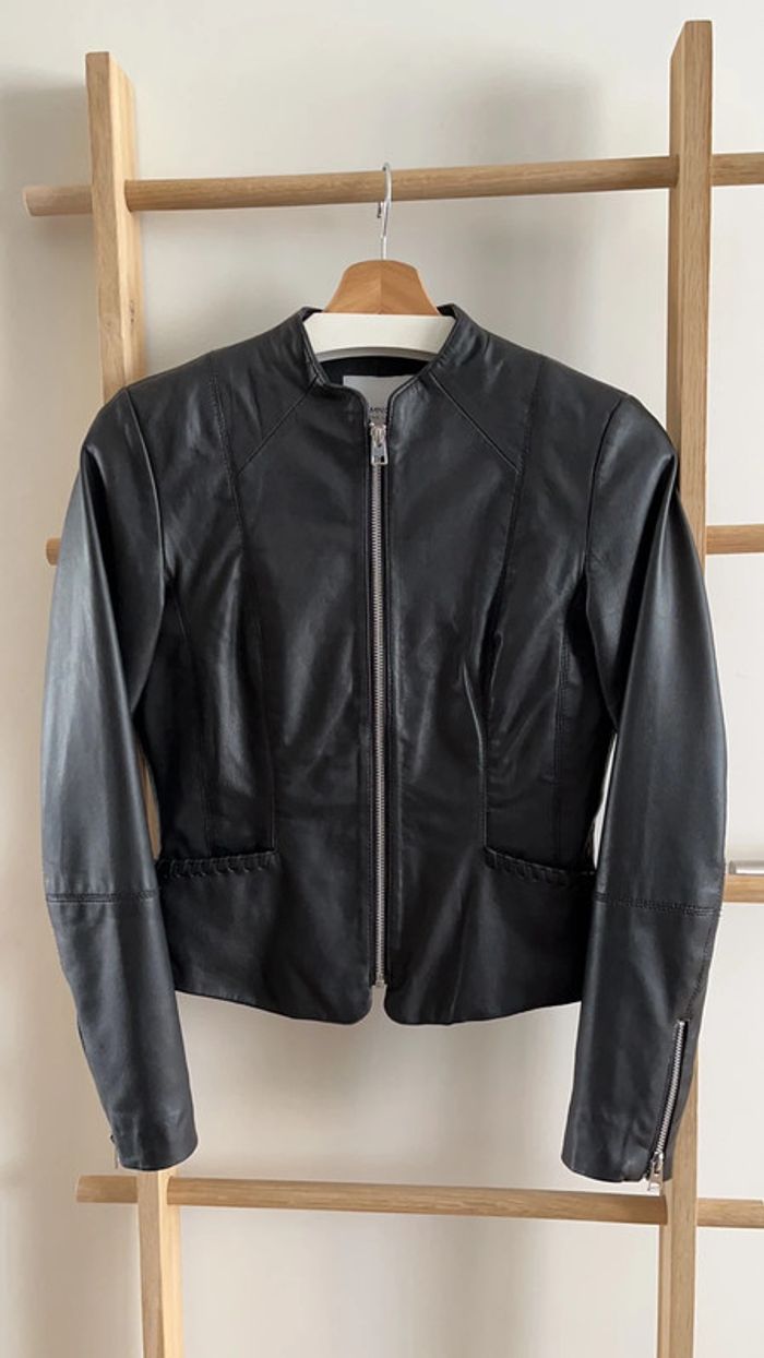 Veste Cuir Noir Mango XS - photo numéro 2