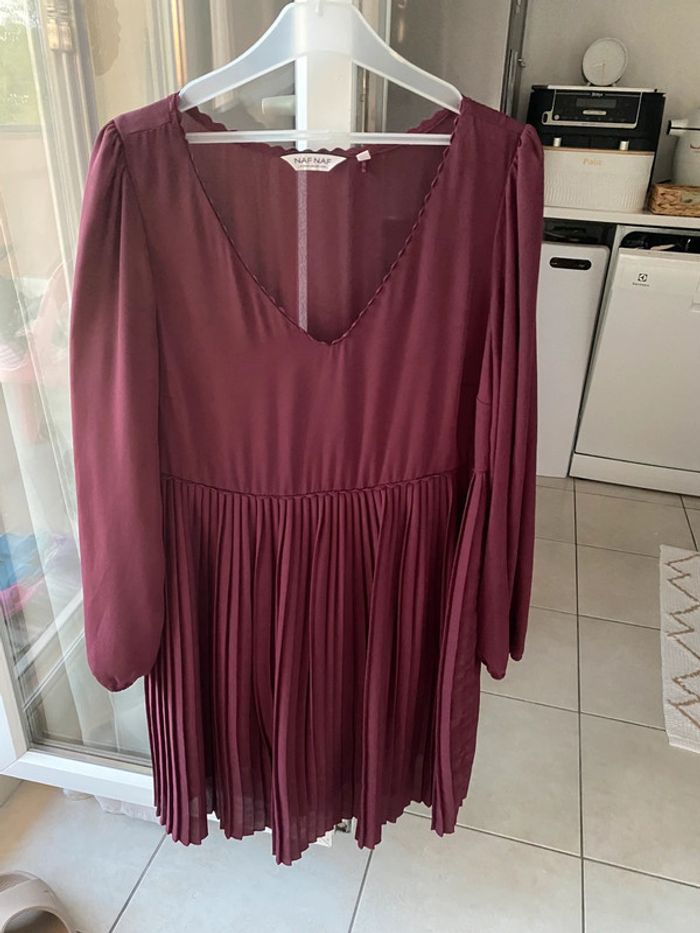 Robe plissée bordeaux Naf Naf 38