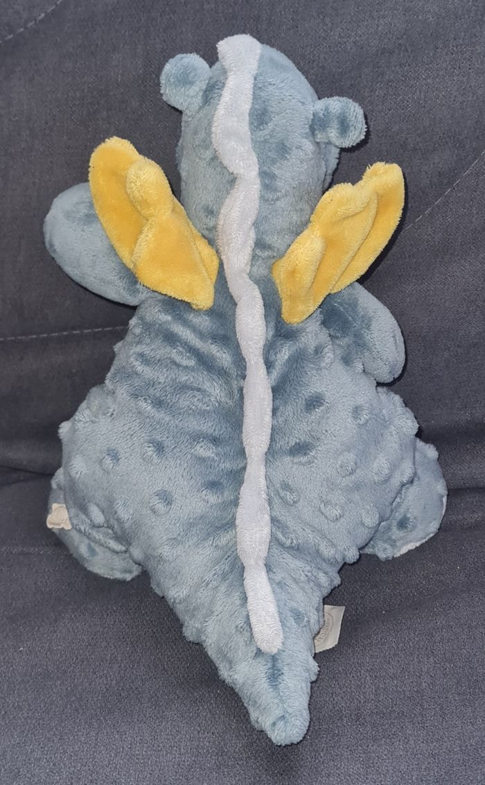 Doudou peluche dragon Victor bleu , jaune - Boulier jaune - Noukies - photo numéro 2