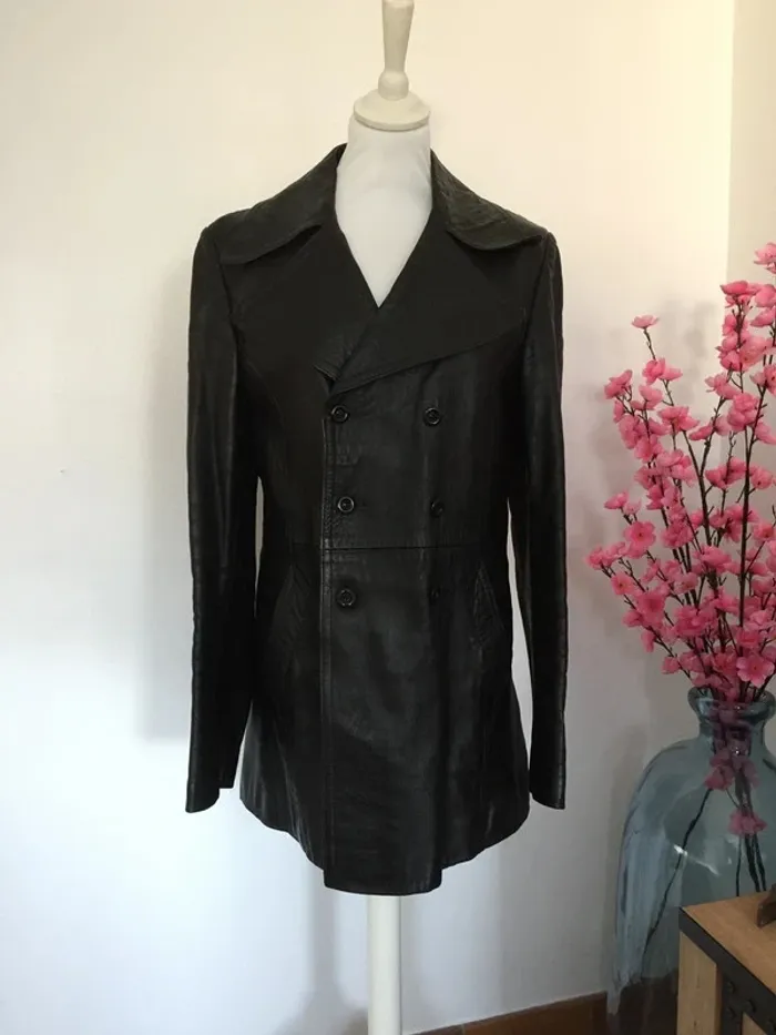 Veste cuir noir taille 42