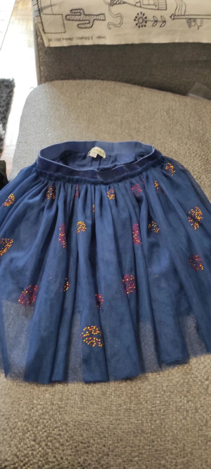 Jupe organza / tulle volants bleue Verbaudet