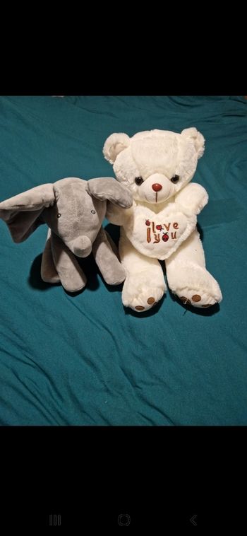 Lot de 2 peluches éléphant + ourson