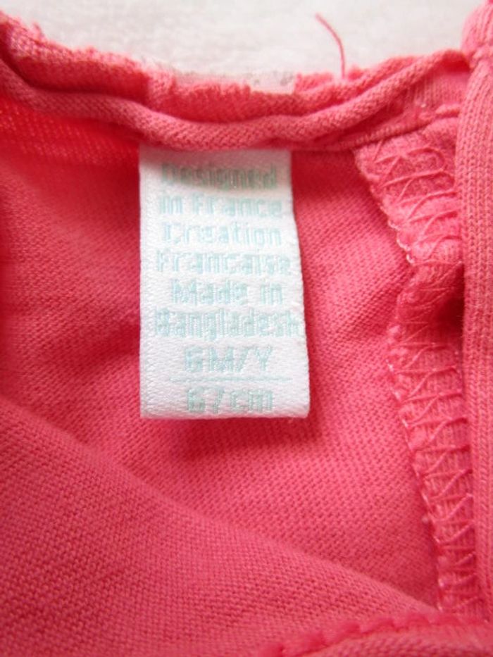 T-shirt corail col tunisien Obaïbi 6 mois TBE - photo numéro 7