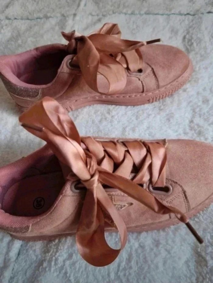 Basket en daim avec paillettes et lacet en ruban - photo numéro 2