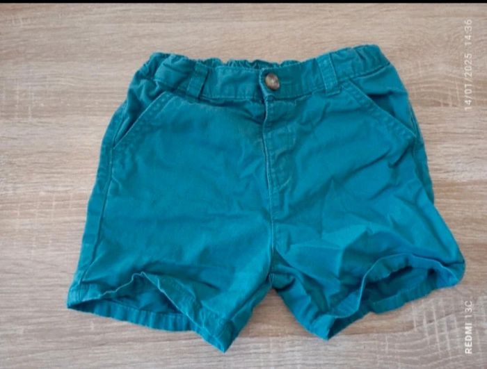 Short style chino bleu vert