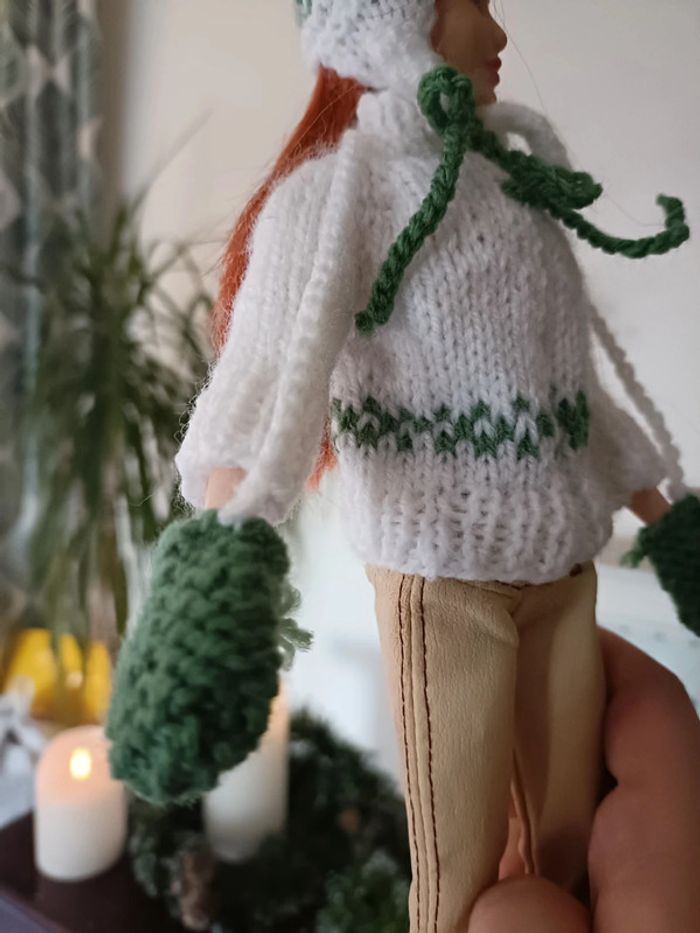 Pull avec gants et bonnet pour poupée barbie - photo numéro 3