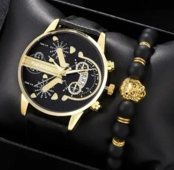 Ensemble de montres à quartz en acier inoxydable collier décontracté, bracelet,  luxe, 3 pièces