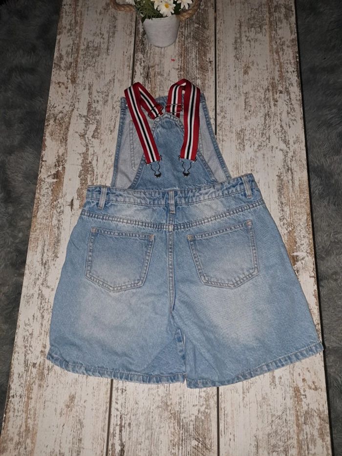 Short salopette bretelle réglable à rayures - photo numéro 3