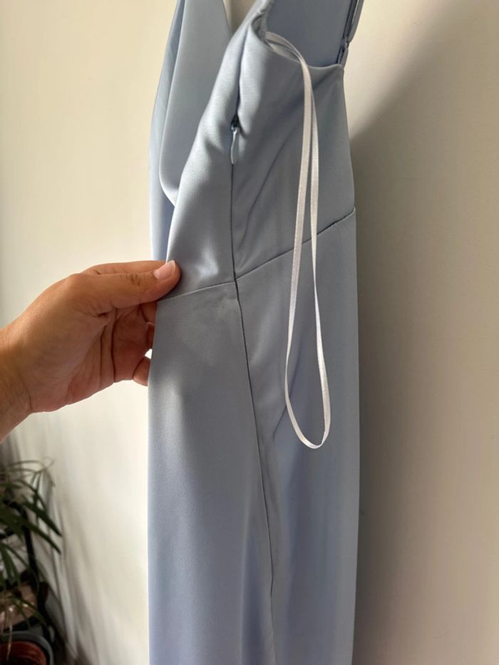 👗 VILA - Robe longue en satin à col bénitier - Bleu ciel- neuf sans étiquette - photo numéro 8