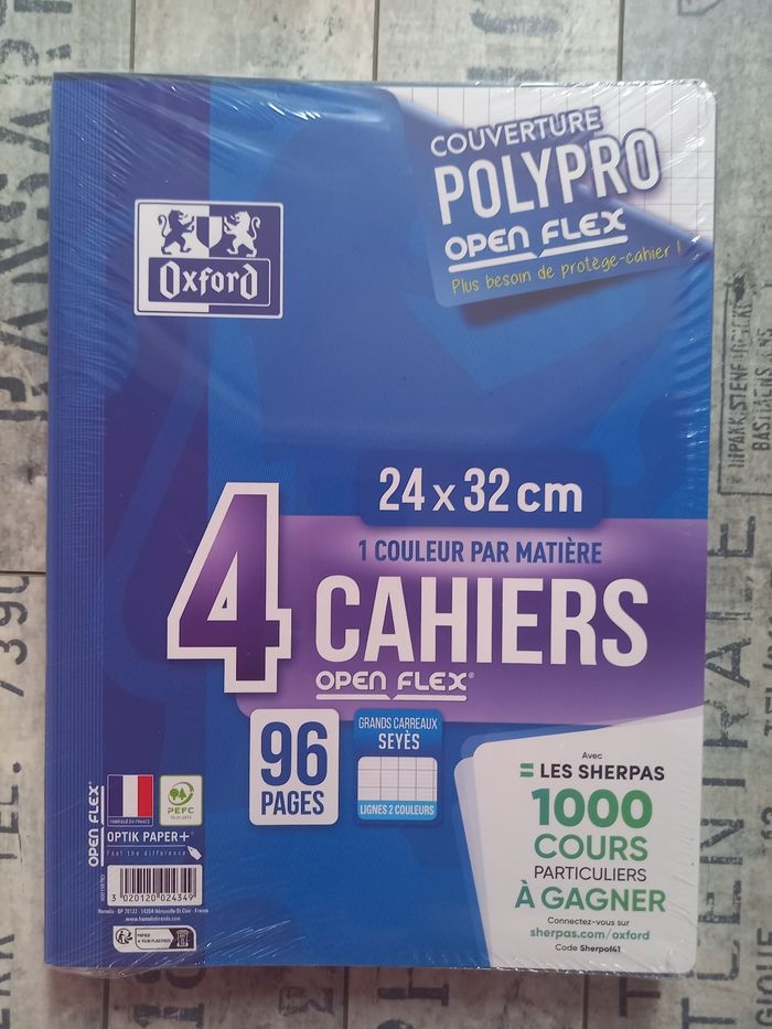 Lot de 4 cahier grand carreaux Oxford