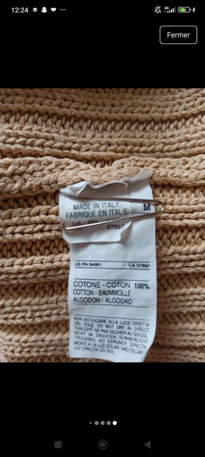Pull beige taille m  38 côtelé marque sisley - photo numéro 4