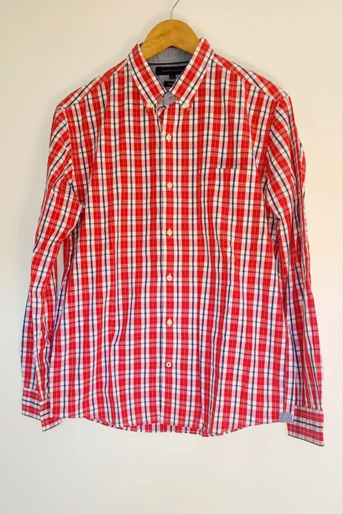 Chemise à carreaux rouge Tommy Hilfiger taille L