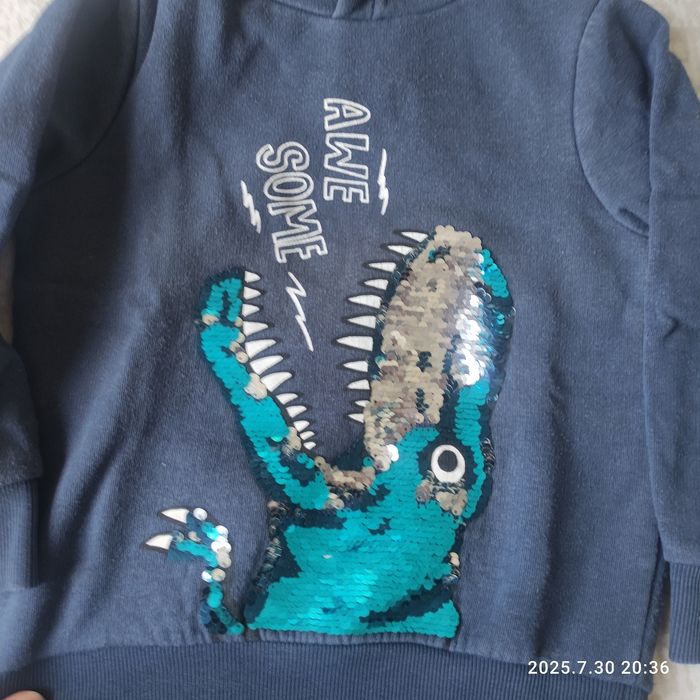 Sweat à capuche dinosaure à sequins - photo numéro 2