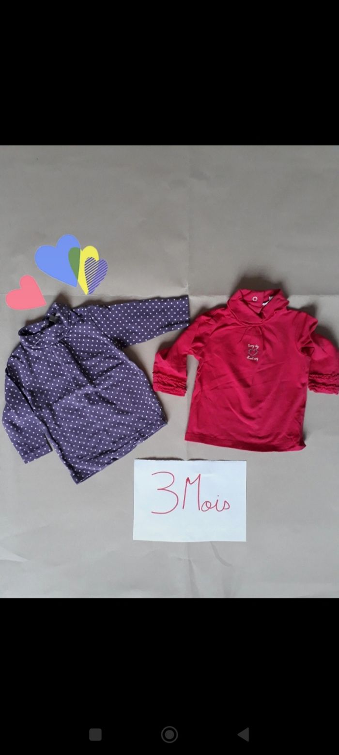 Lot 2 t-shirts ML 3 mois
