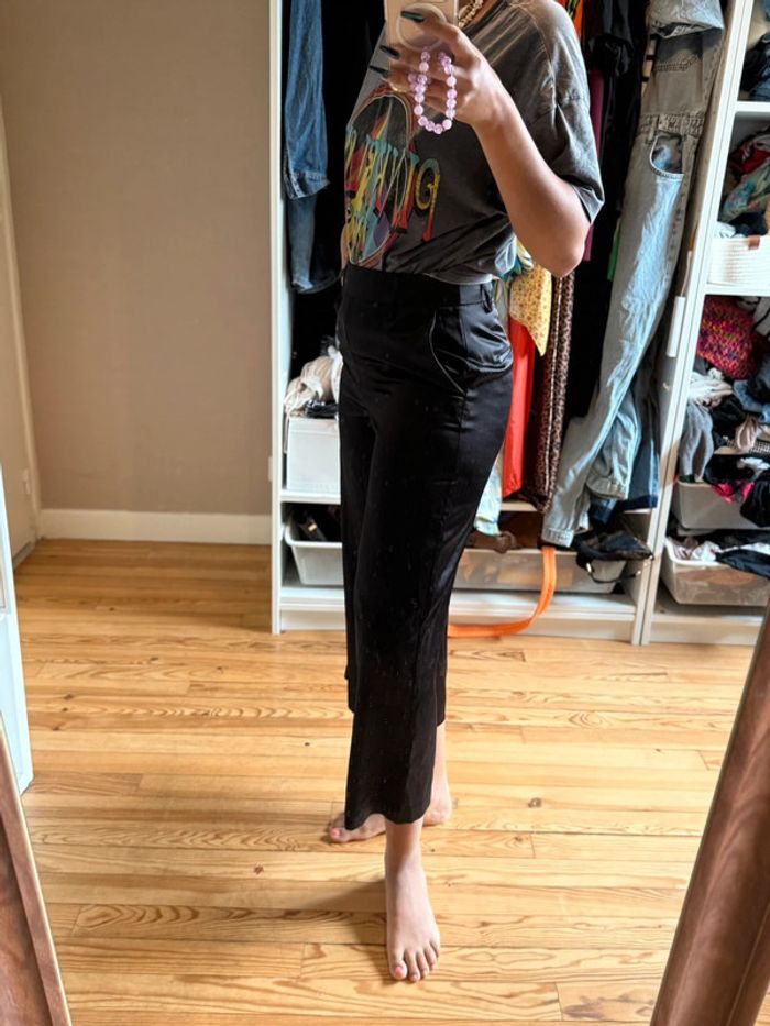 Pantalon court large satin noir la redoute - photo numéro 6