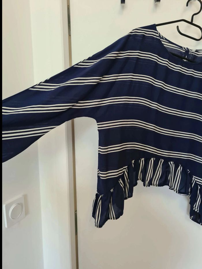 haut marinière zara ample rayé taille 40 - photo numéro 4