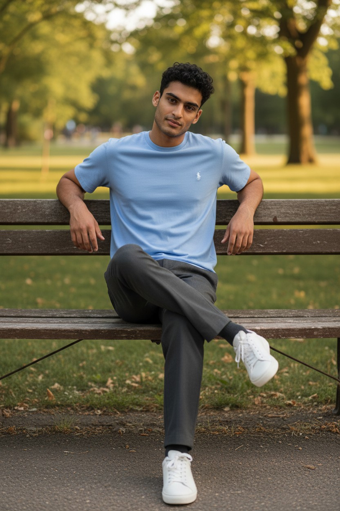 Tee Shirt Ralph Lauren pour homme - Taille XL - Bleu ciel logo brodé blanc - Neuf - photo numéro 6