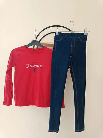 10 ans ensemble teeshirt tape a l'oeil et pantalon jegging kiabi