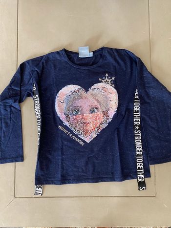 Tee shirt Desigual Disney avec sequins Reine des Neiges manche longue 11-12 ans
