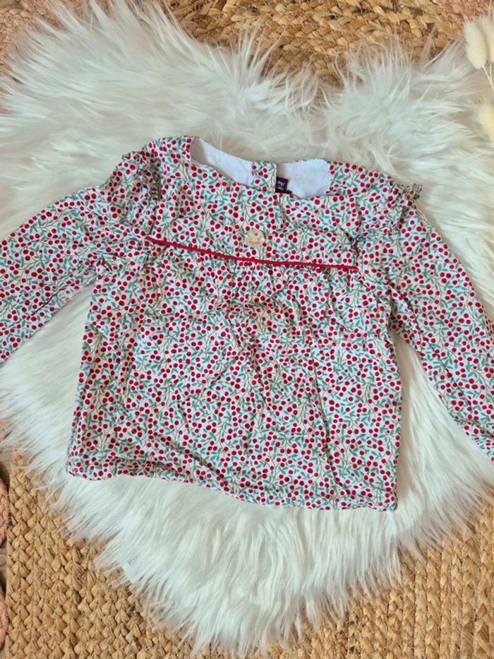 🌹 Jolie blouse à motifs Sergent Major 12 mois