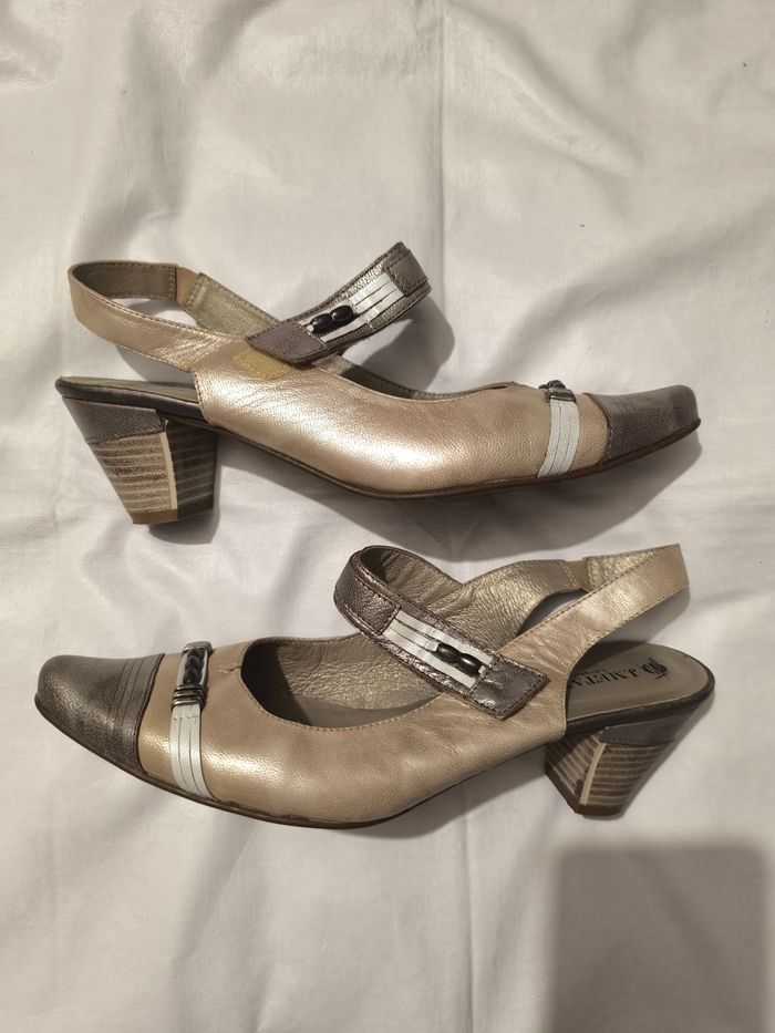 Escarpin beige et doré J Metayer T 39 - photo numéro 2