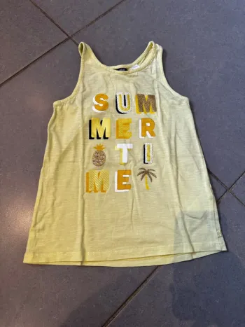 Débardeur / T shirt sans manches avec sequins - Okaidi - Summer Time - Jaune - 6 ans