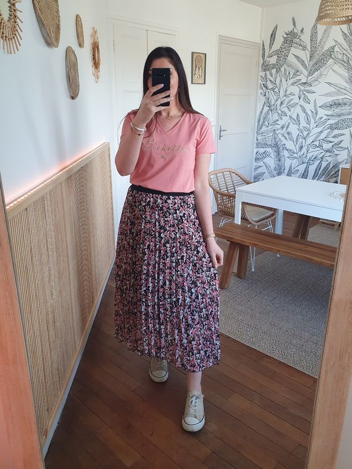 Jupe plissée Vienne rose motifs Taille M - photo numéro 2