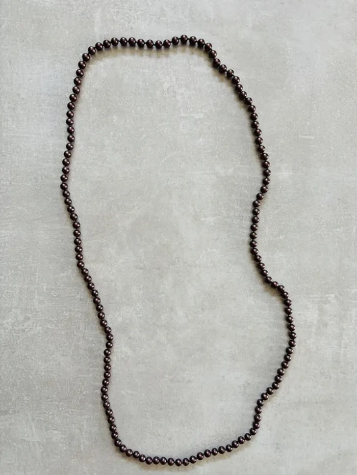 Magnifique sautoir collier de perles couleur moka