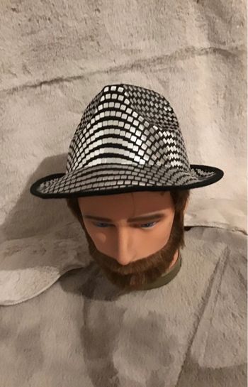 Chapeau style borsalino noir et argenté taille unique (1223)