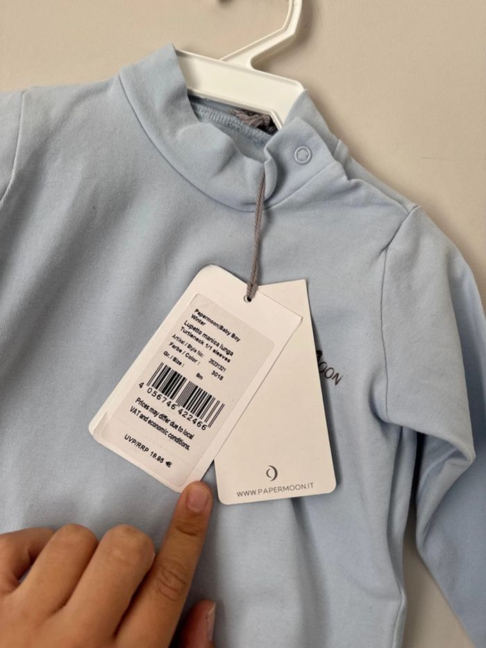 👕 sous pull - bébé garçon 6 mois - paper moon- neuf avec étiquette - photo numéro 3
