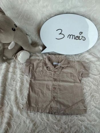 Chemise manches courtes Garçon 3 mois Les p'tits babies 100% coton