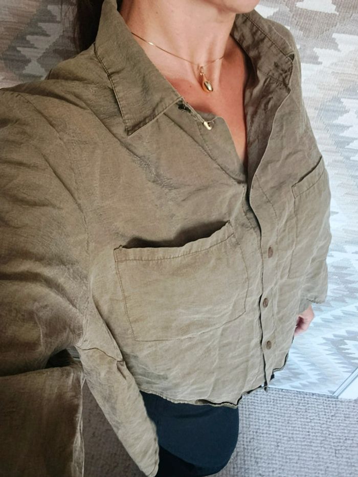 Chemise légère oversize Please L vert kaki 100% lyocell décontractée - photo numéro 3