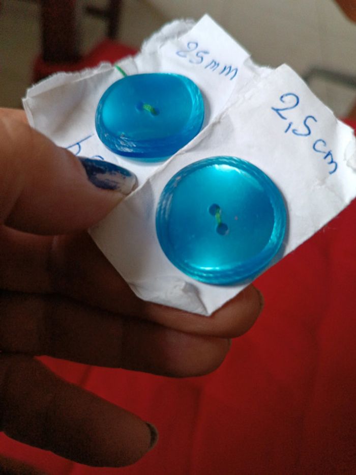 Lot 2 boutons bleu turquoise - photo numéro 2