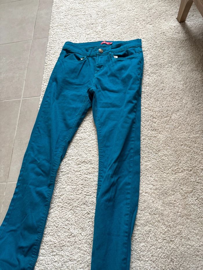 Jean skinny bleu vert canard - photo numéro 3