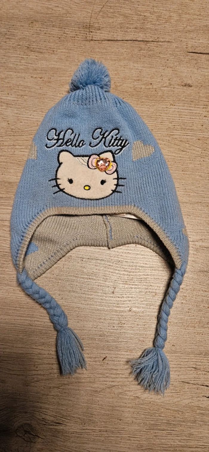 Bonnet bleu et gris Hello Kitty, taille 52, nickel