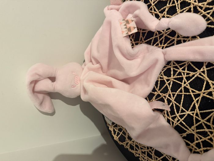 Doudou plat triangle lapin rose clair Lapidou NATTOU - photo numéro 3