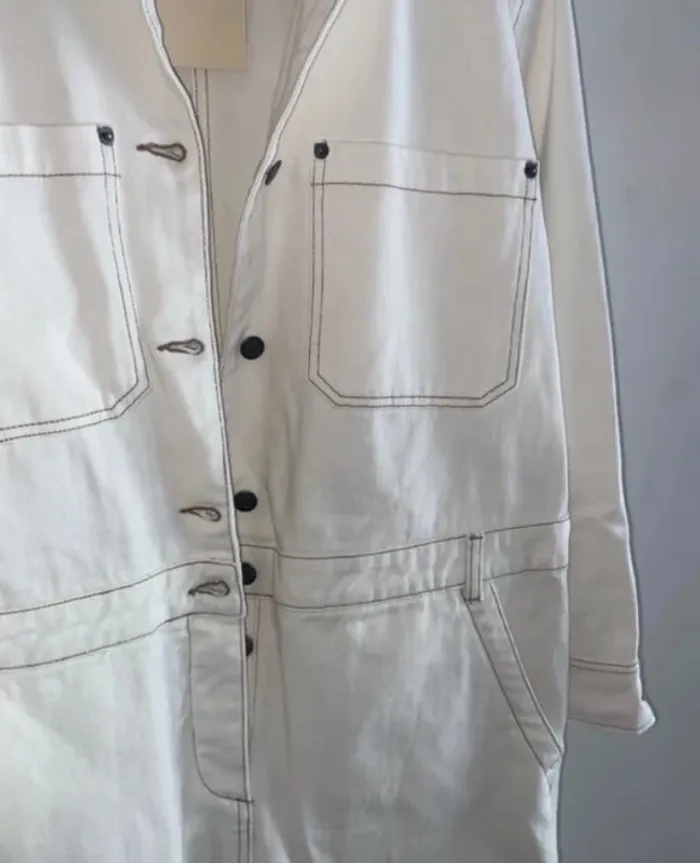 Combinaison en jeans crème taille L - photo numéro 2