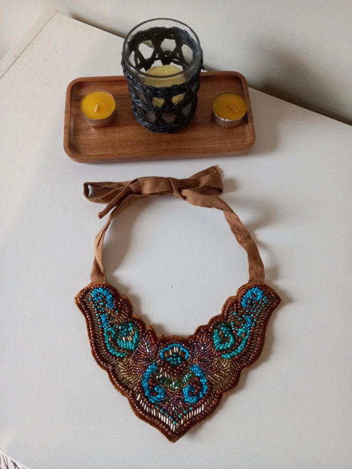 💝Collier bohème en tissu et perles