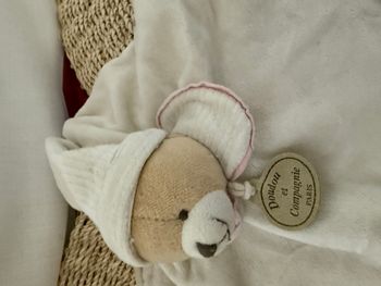 Doudou Ours Plat Collerette Rose Tatoo Doudou et Compagnie