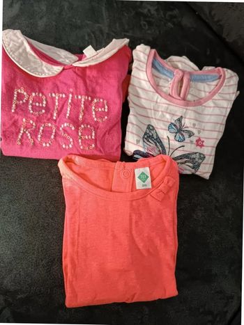 Lot 3 tee shirts manches courtes 9 mois