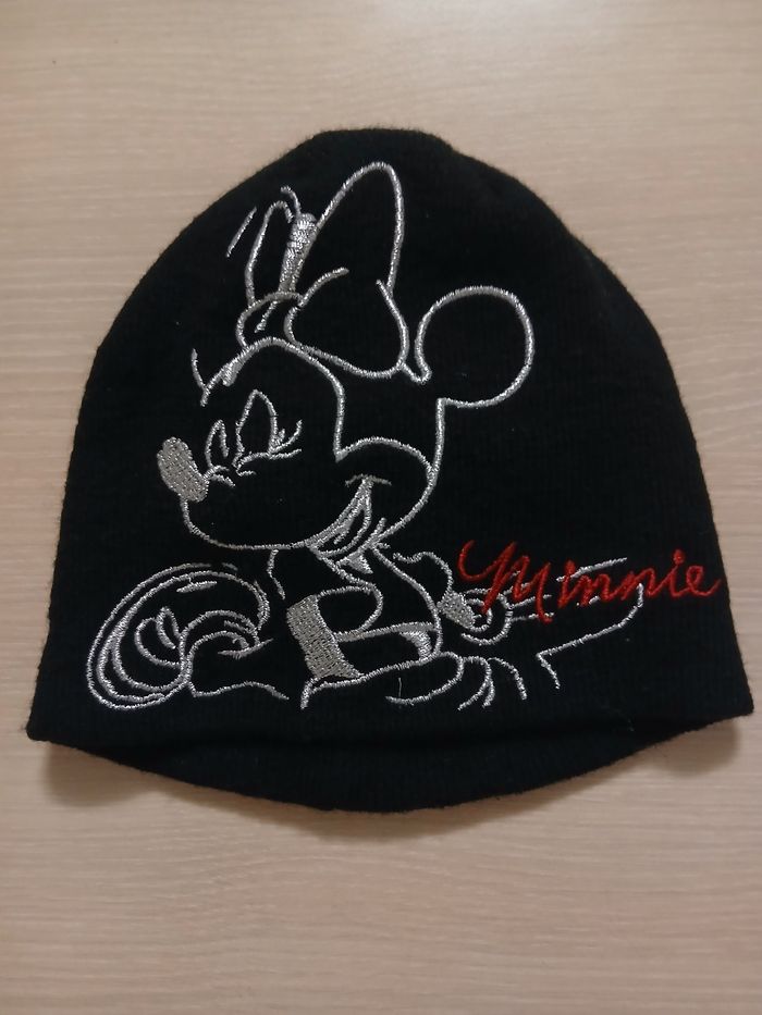 Bonnet fille matiere acrylique tour de tete 57 couleur noir  minnie dore - photo numéro 2