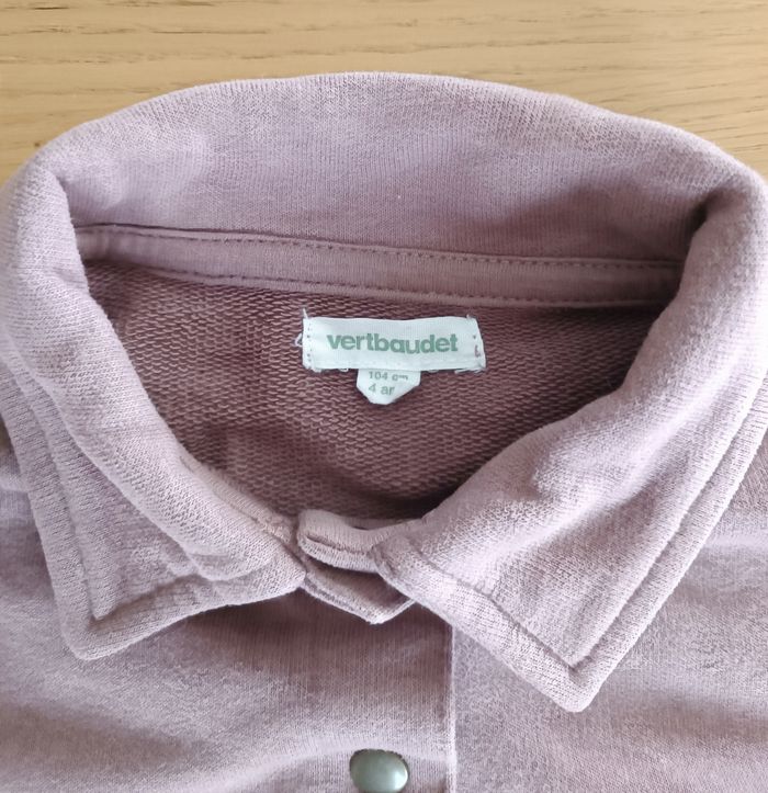 Combinaison en molleton Vertbaudet fille 4 ans 104 cm manches courtes mauve - photo numéro 3