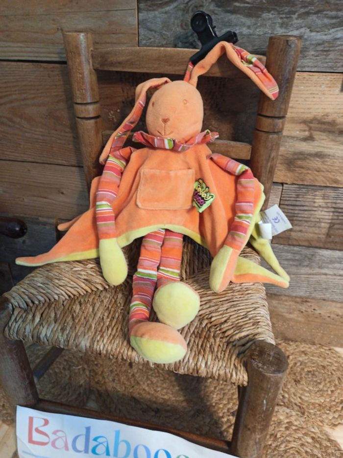 Doudou lapin orange la tribu des nomades tbe - photo numéro 3