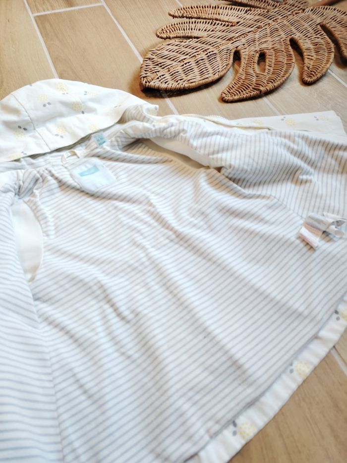 🌂 Obaibi/Orchestra - Ciré/ Parka de pluie blanc motifs fleurs jaune - Taille 18 mois - photo numéro 5